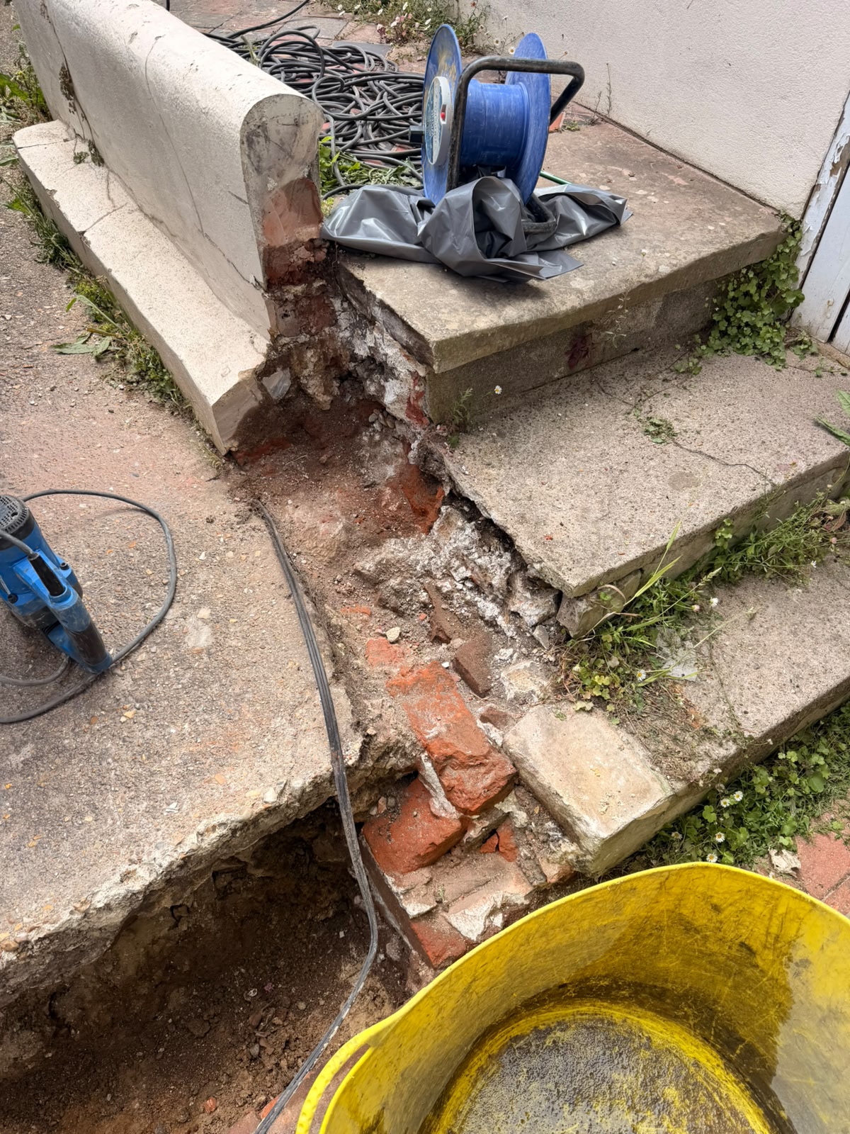 Wall Rebuild After Car Damage in Brighton — before works — Kirby's Building & Property Maintenance